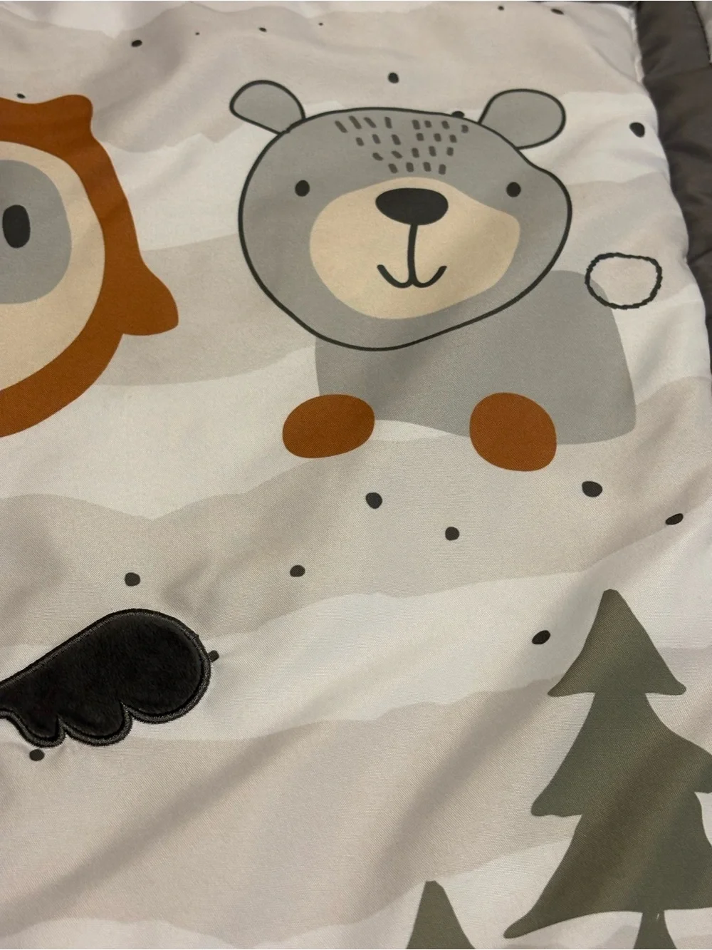 Peanut Shell Woodland Walk Animal Baby Crib Quilt Appliqué Fox Moose Owl Raccoon